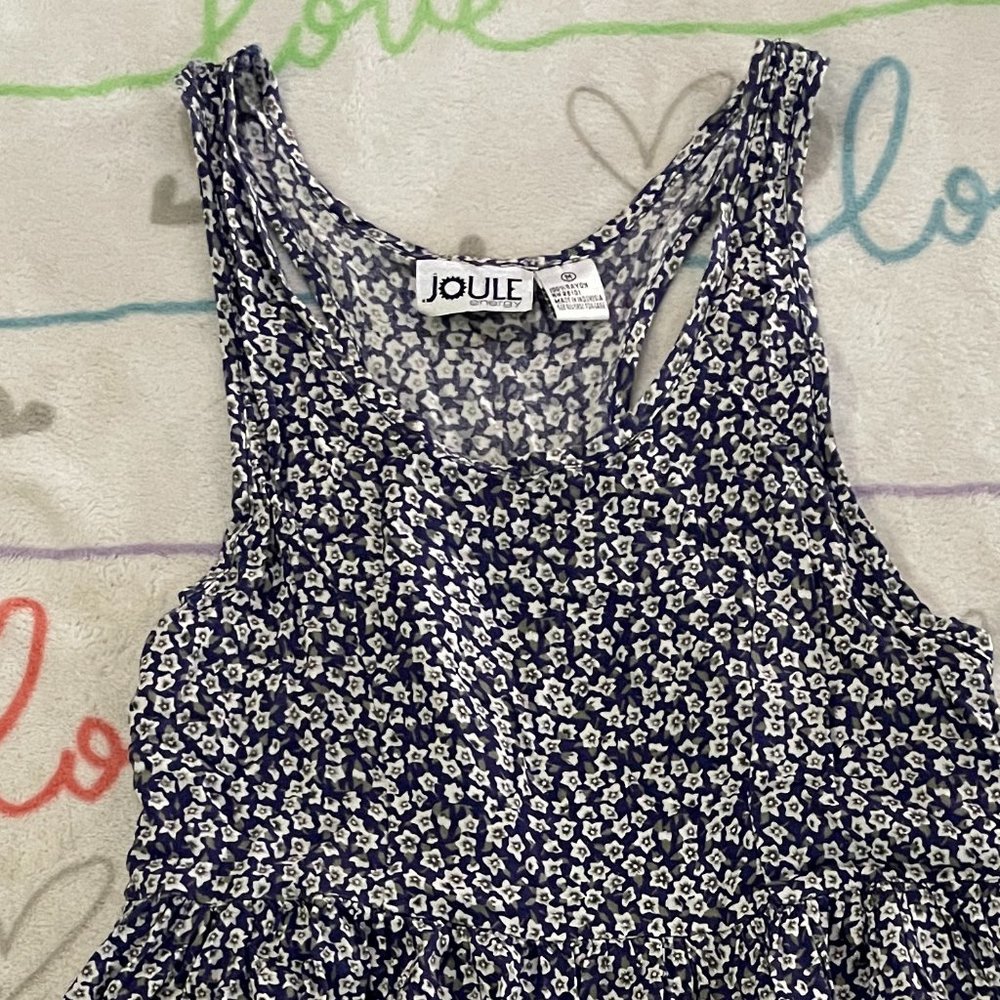 Blue Floral 90s Style Babydoll Retro Dress Womans sz Medium M - Picture 2 of 4